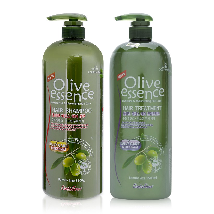 Combo Dầu Gội, Dầu Xả và Sữa tắm Organia Seed & Farm Olive Essence Hair (1500ml x 3 Chai)