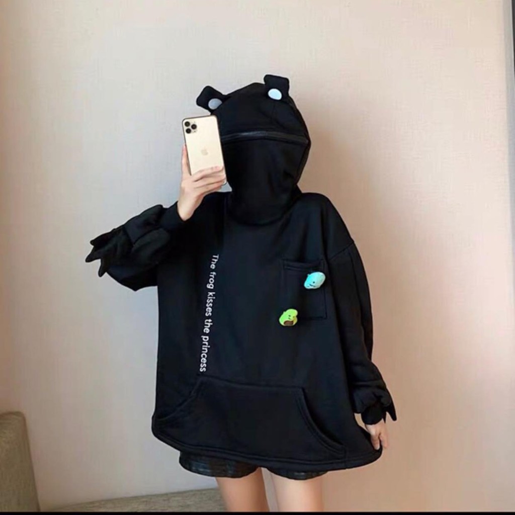 Áo Hoodie Mũ Ếch ❤️ Áo nỉ bông nữ khóa ZIP mũ form rộng style cá tính SIÊU HOT ❤️ | BigBuy360 - bigbuy360.vn