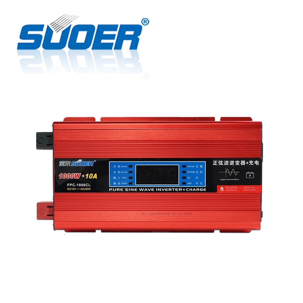 KÍCH INVERTER SIN CHUẨN + TÍCH HỢP SẠC LƯỚI 10A - CHÍNH HÃNG SUOER - FPC 1000CL 12V
