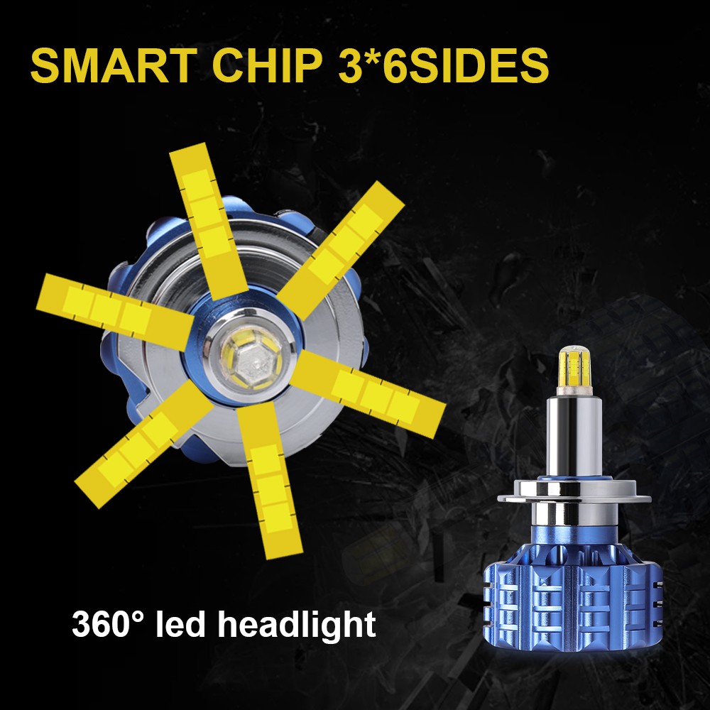 Đèn pha bóng LED chùm tia thấp H1 LED H7 H11 HB3 / 9005 HB4 / 9006 chiếu sáng 360 độ cho xe hơi