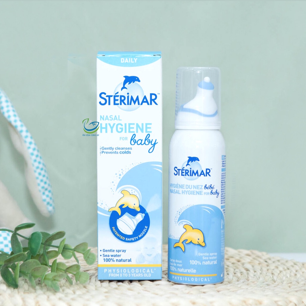 Xịt muối biển cá heo viêm sổ mũi cho bé Sterimar Pháp cam xanh chính hãng 3331