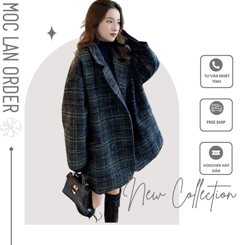 (MộcLan ORDER) váy xoè chi tiết xẻ tay chất không nhăn/ áo khoác dạ kẻ xinh
