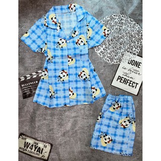 Đồ bộ nữ pijama cộc đùi, chất kate thái họa tiết hoạt hình dễ thương