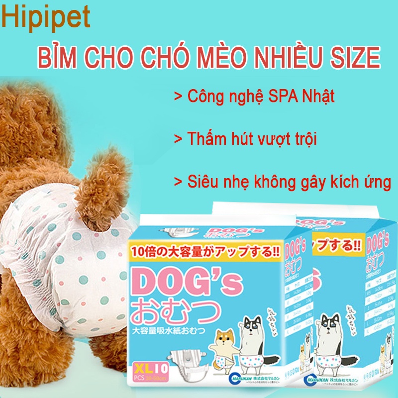 [Mã PET20K giảm 20K đơn 250K] Bỉm cho chó mèo HIPIDOG công nghệ nhật (Nhiều size) thấm hút vượt trội-không gây kích ứng