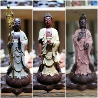 Tượng tam thế phật chất liệu gốm tử sa cao cấp