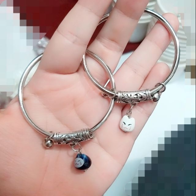 Vòng tay kiềng mèo sứ mini đủ màu có chuông. 30k