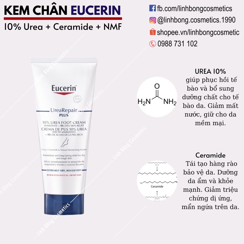 KEM DƯỠNG DA CHÂN VÀ GIẢM NỨT GÓT CHÂN EUCERIN UREA REPAIR PLUS CRÈME PIEDS 10% 100ML