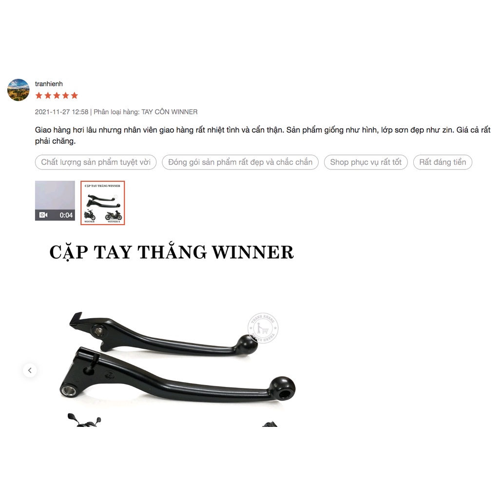 Cặp tay thắng và tay côn theo xe WINNER, WINNER X màu đen CGV52 006001607.