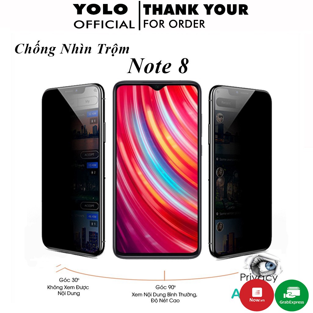 Cường Lực Redmi Note 8 Chống Nhìn Trộm Full Màn Hình Tặng Kèm Khăn Lau