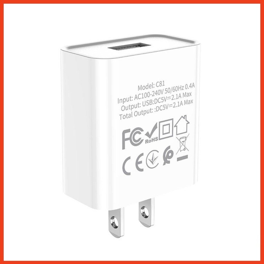 Bộ Củ Cáp Sạc Hoco C81 Kèm Cáp iPhone/ Micro USB/ Type C - Bộ Củ Sạc Nhanh 5V/2.1A - Bảo Hành Chính Hãng 1 Năm