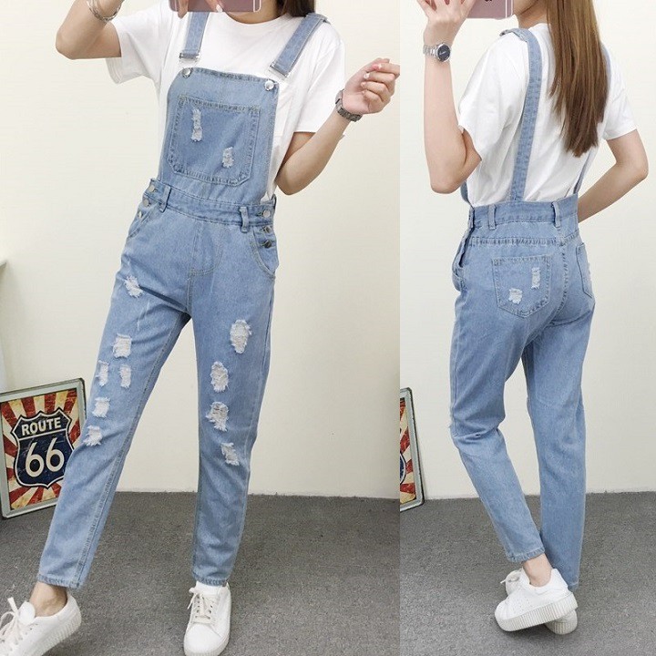 [TRỢ SHIP ĐƠN 50K] Quần yếm jean dài vải dày không co dãn, chất lượng chuẩn Quảng Châu YD20