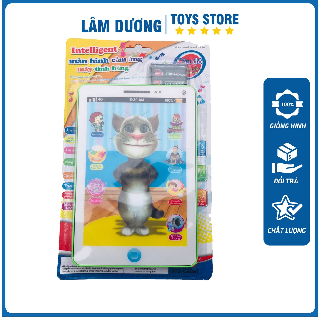 Ipad cho bé 💖KÈM PIN💖 Talking Tom , Ipad mèo Tom cảm ứng thông minh cho bé tự học, tự chơi, phát triển tư duy trí não