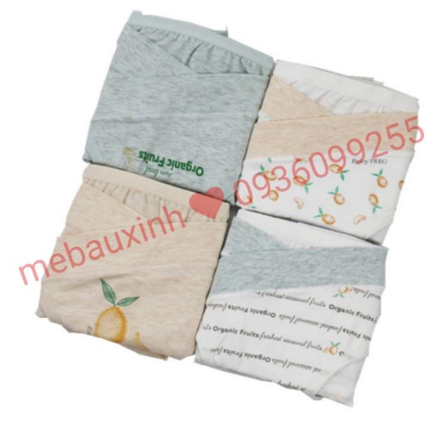 Set 4 quần lót bầu sau sinh cạp chéo cotton kháng khuẩn cao cấp, set quần lót bầu túi zip siêu đáng yêu