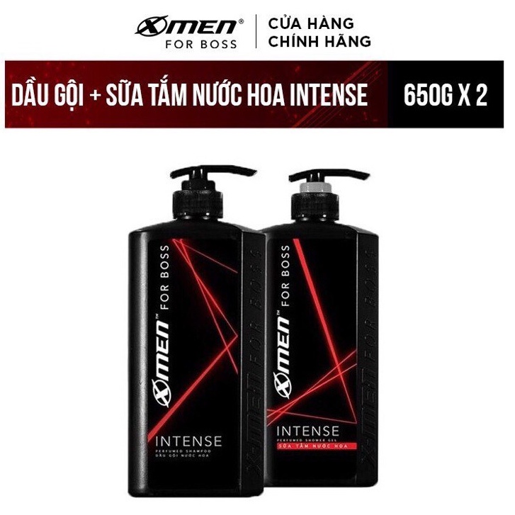 Combo dầu gội và sữa tắm hương nước hoa Xmen For Boss INTENSE 650g chính hãng