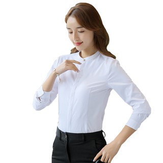 Áo Sơ Mi Nữ Trơn Cổ Tàu Dấu Cúc 2