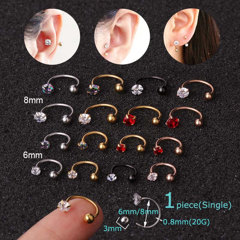 Khuyên Tai Hình Móng Ngựa Độc Đáo Bằng Thép Không Gỉ 20g