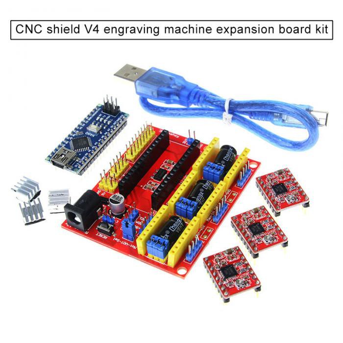 Bảng Mạch Mở Rộng Cnc Shield V4 Kèm 3 Cáp Usb A4988 Dành Cho Arduino Nano V3.0