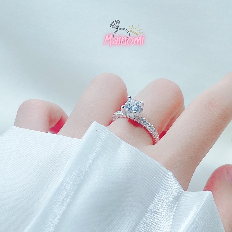 Nhẫn Bạc đính đá long lanh, hàng cao cấp gia công tỉ mỉ đẹp không tì vết Mainomi Shop Bạc Xinh