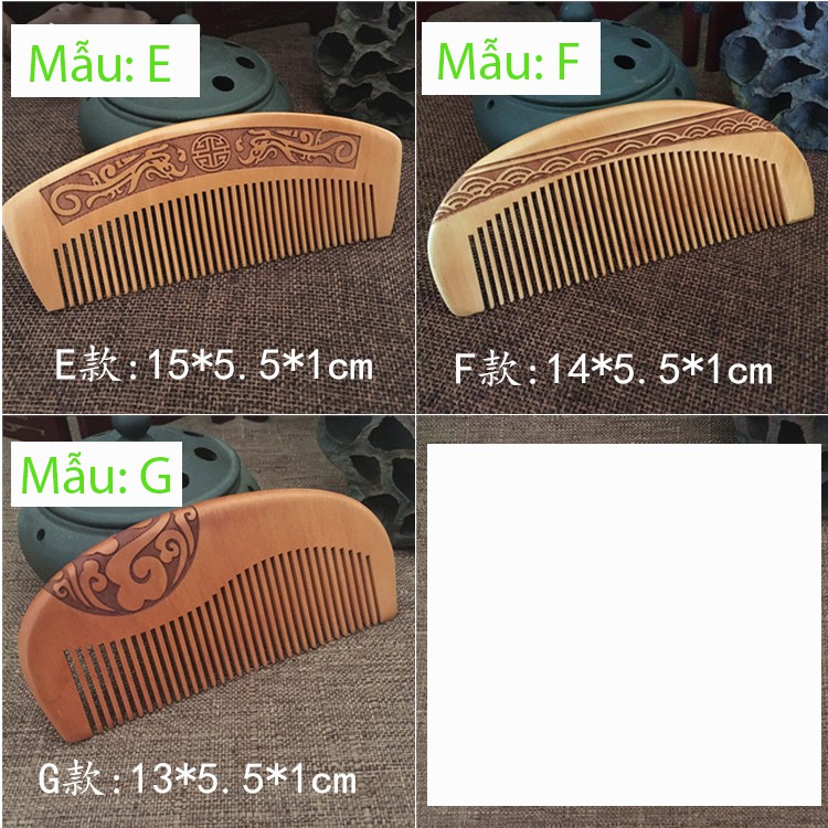 Lược gỗ đào tự nhiên chất lượng cao hoa văn rất đẹp mã LU2
