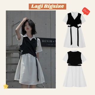 Sét Đồ Nữ, Sét Váy Sơ mi kèm Gile chất liệu voan siêu mát - Set váy BIGSIZE từ 50KG đến 90KG - LAGI BÉO