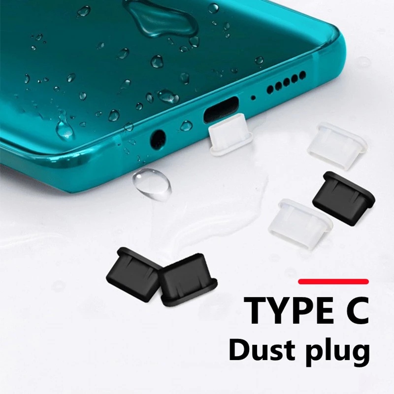Nút Bịt Cổng Sạc Type-C &amp; USB Bằng Silicon Chống Nước Chống Bụi Cho Điện Thoại Thông Minh Android