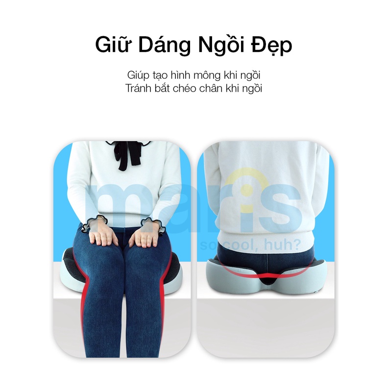 Đệm Lót Ghế Văn Phòng MARIS Mr - 504 Cao Su Non Công Thái Học Hỗ Trợ Xương Cụt Size 43 x 39 x 8 Cm