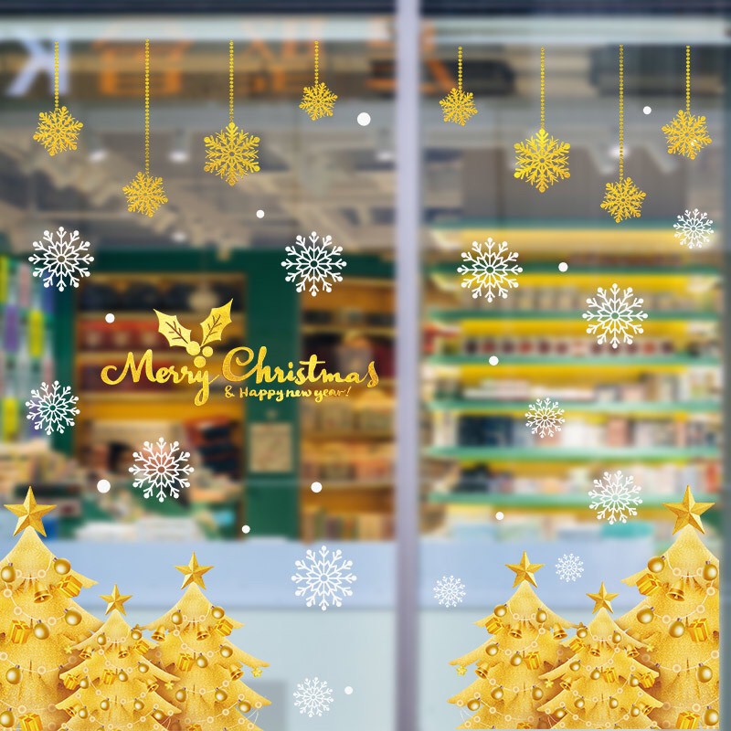Decal dán tường Noel HÍT TĨNH ĐIỆN - Thông Vàng lấp lánh cao cấp