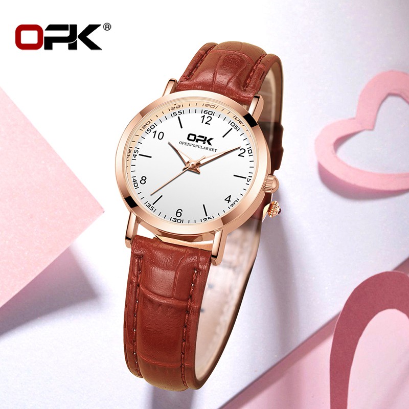 Đồng Hồ Quartz OPK 8613 Dành Cho Nữ Thiết Kế Dây Da Không Thấm Nước Phong Cách Hàn Quốc | BigBuy360 - bigbuy360.vn