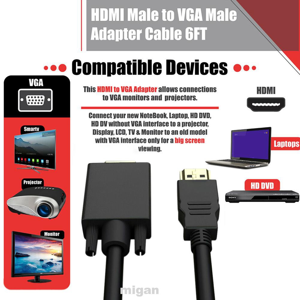 DVD Cáp Chuyển Đổi 6ft 1080p Mạ Vàng Cho Máy Chiếu | BigBuy360 - bigbuy360.vn