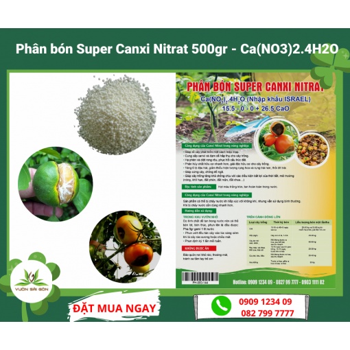 Phân bón Super Canxi Nitrat 500gr – Ca2.4H2O