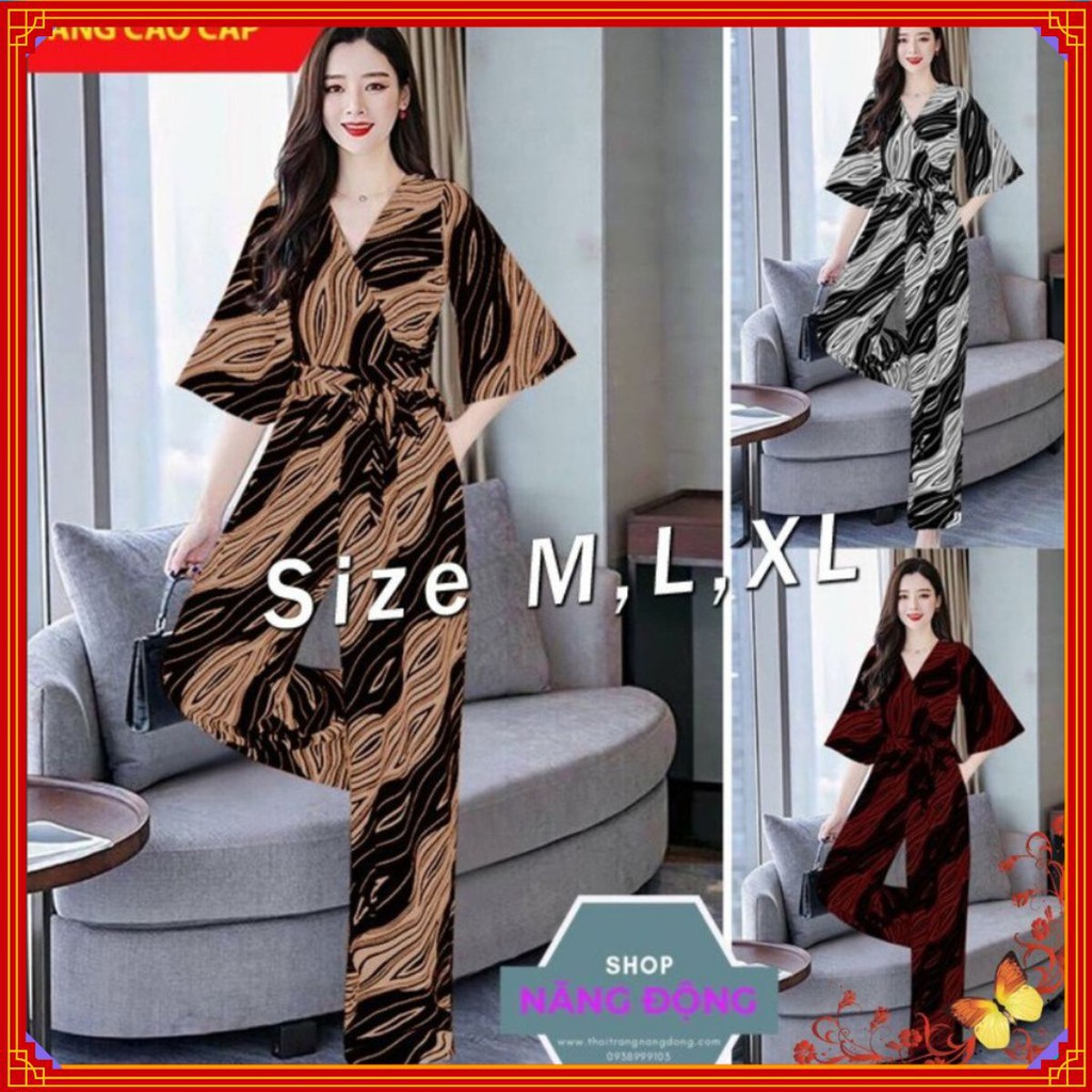 Jumpsuit 💝FREESHIP💝 Jum dài họa tiết ống suông tay loe xinh xắn J1023