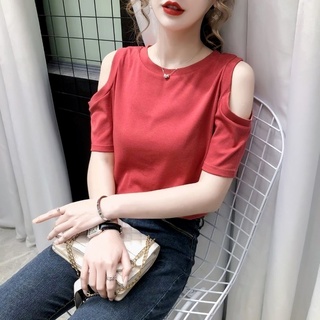 Áo thun tay ngắn hở vai phong cách Hàn Quốc thời trang cho nữ
