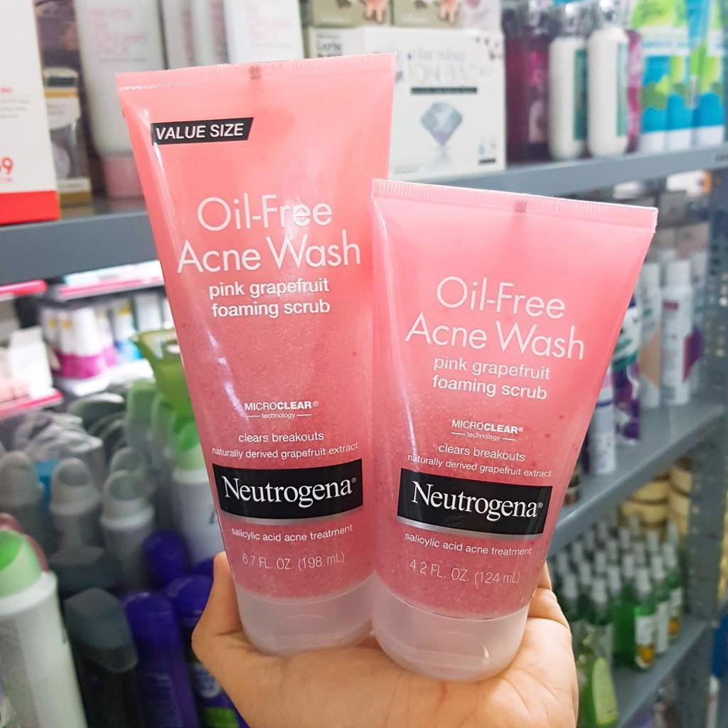 Sữa Rửa Mặt Neutrogena Oil Free Acne Wash Pink Grapefruit Scrub (124ml) _ NTG028SRM