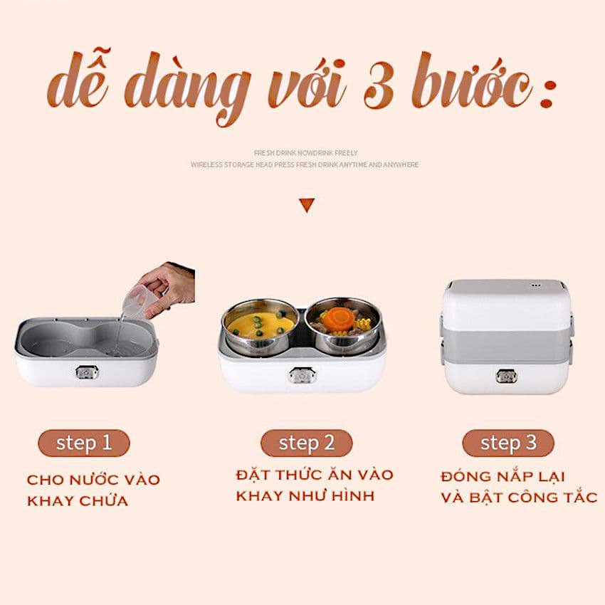 [Mã BMLT50 giảm đến 50K] Hộp cơm giữ nhiệt hâm nóng đa năng Yoice YOICE VUÔNG Y-FH5A - TẶNG KÈM THÌA, ĐŨA, MIẾNG RỬA BÁT