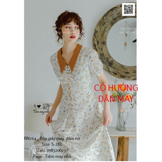 RN264_Rập giấy may đầm cổ sen nhọn nữ