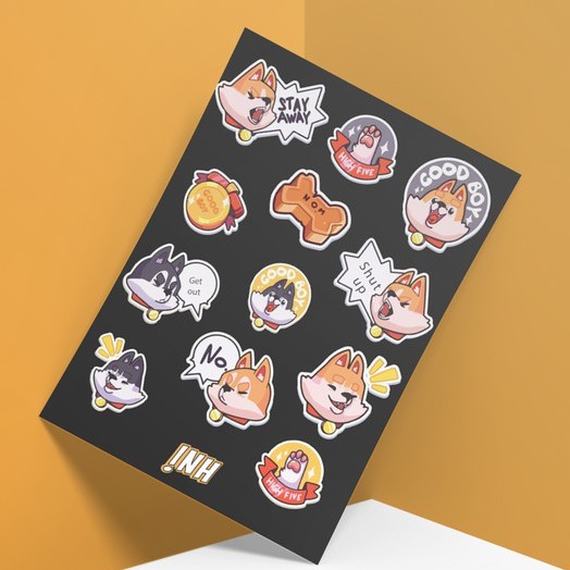 Set Stickers Husky (chó Husky)
