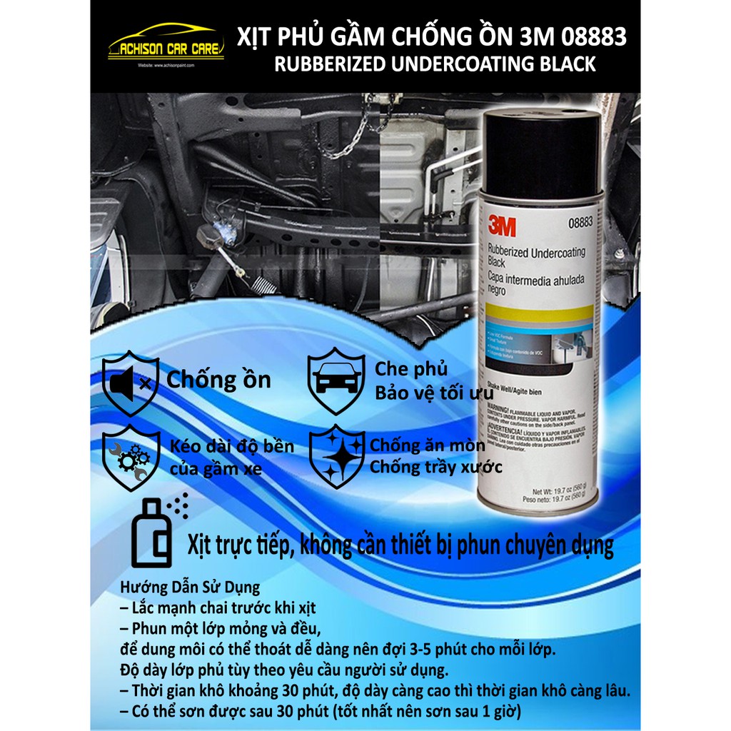 3M CHÍNH HÃNG PHỦ GẦM CHỐNG ỒN 3M 08883 RUBBERIZED UNDERCOATING BLACK
