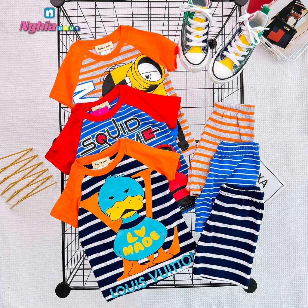 Bộ lửng đùi cotton borip cho bé trai, Quần áo trẻ em vải xuất xịn mịn mát phù hợp đi chơi, đi học, mặc nhà đẹp