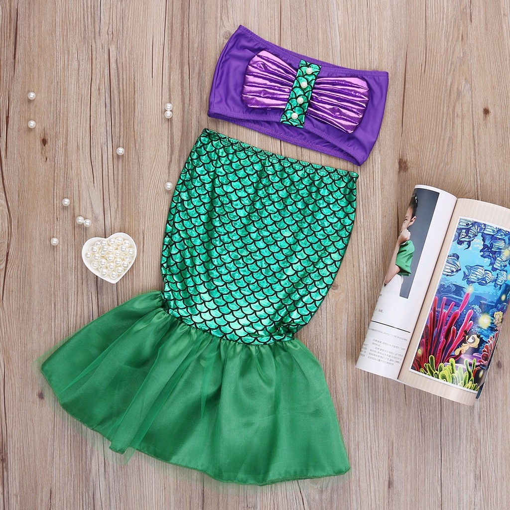 ღ♛ღNew Baby Girls Little Mermaid Tails Costume Bikini Swimwear Swimsuit Princess Dress