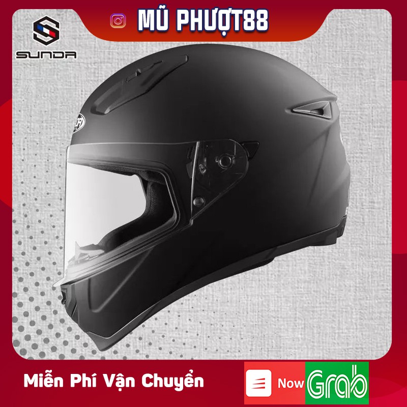 Mũ bảo hiểm fullface Sunda 821 đen nhám - Mũ chính hãng Sunda LongHuei