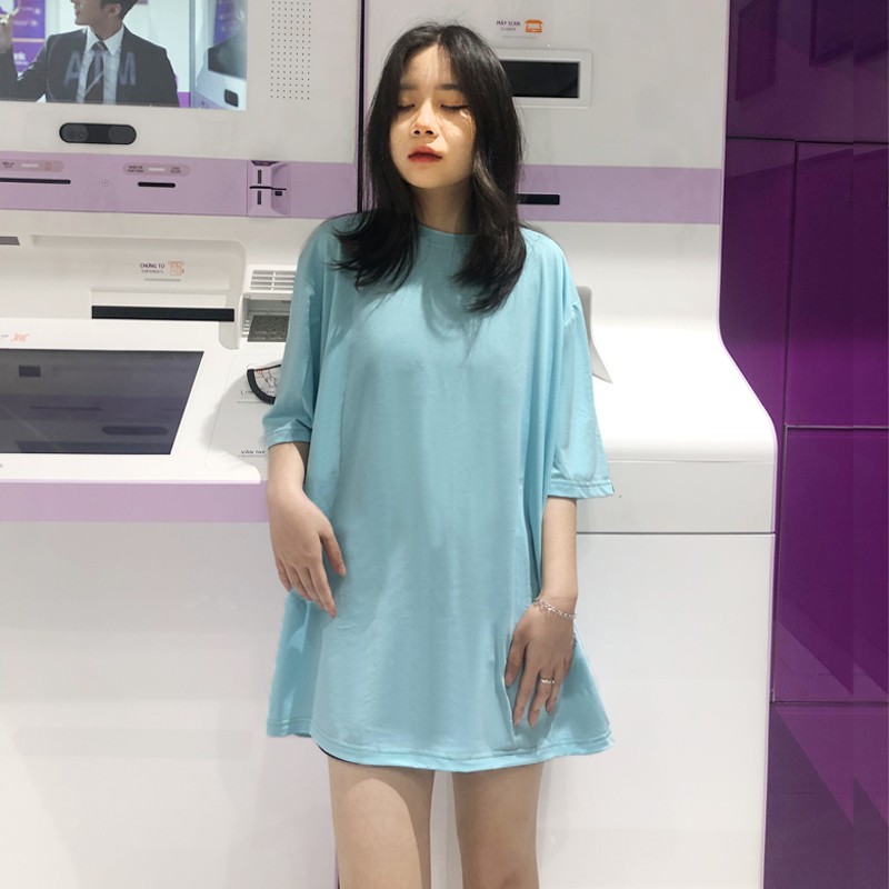 Áo thun trơn tay lỡ nam nữ streetwear basic phông unisex form rộng oversize nhiều màu TS024