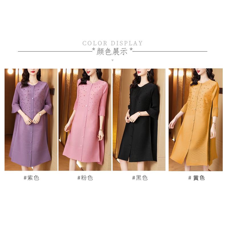 Áo Khoác Dáng Dài Cổ Tròn Đính Hạt Thời Trang Xuân Thu 2022 Cho Nữ