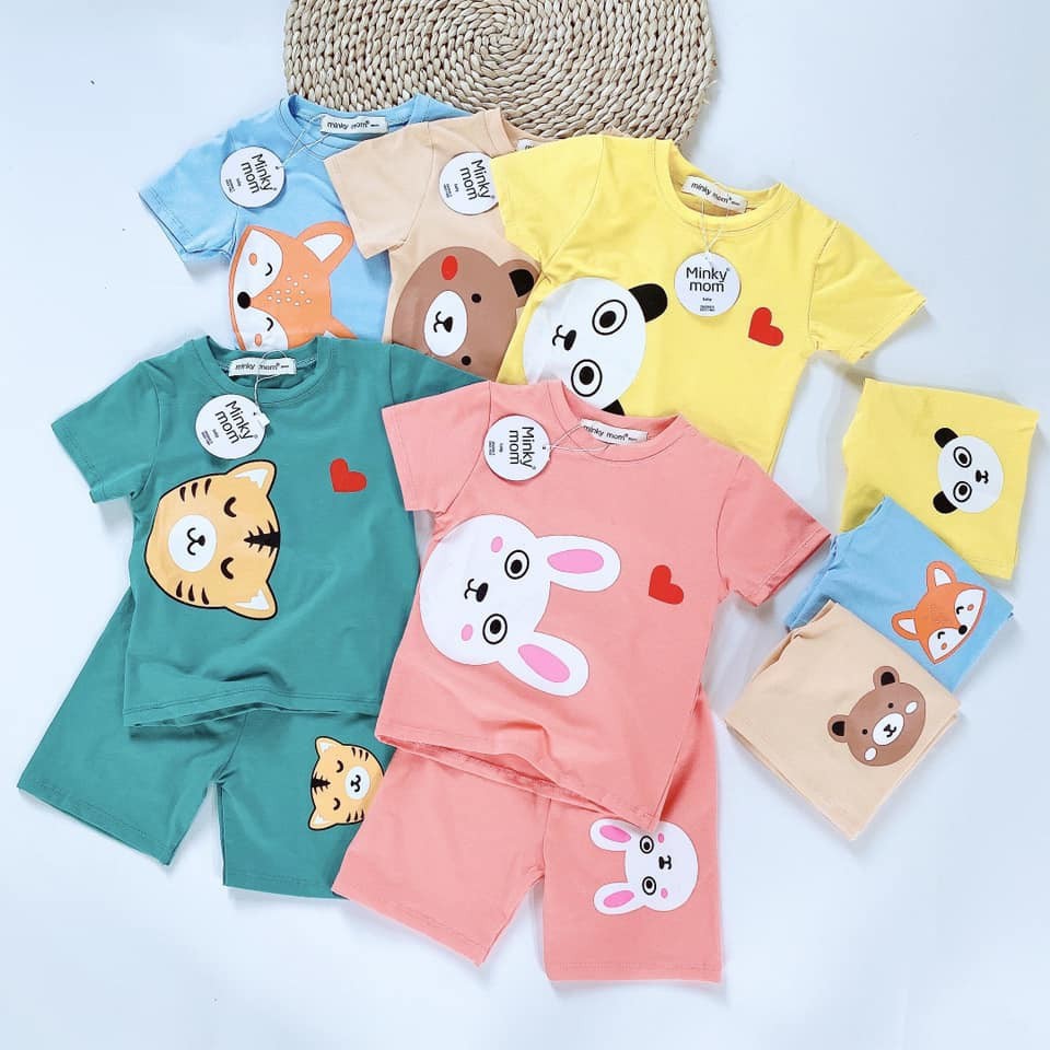 Bộ Cộc Tay Minky Mom Cho Bé Trai, Bé Gái 0 1 2 3 4 5 6 Tuổi Hình Thú Vải Cotton, Quần Áo Trẻ Em Đồ Bộ Ngắn Tay Mặc Hè