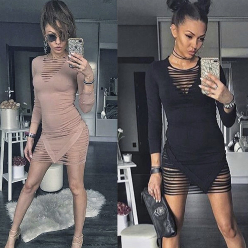 Đầm Ôm Dài Tay Màu Sắc Thời Trang Quyến Rũ Cho Nữ