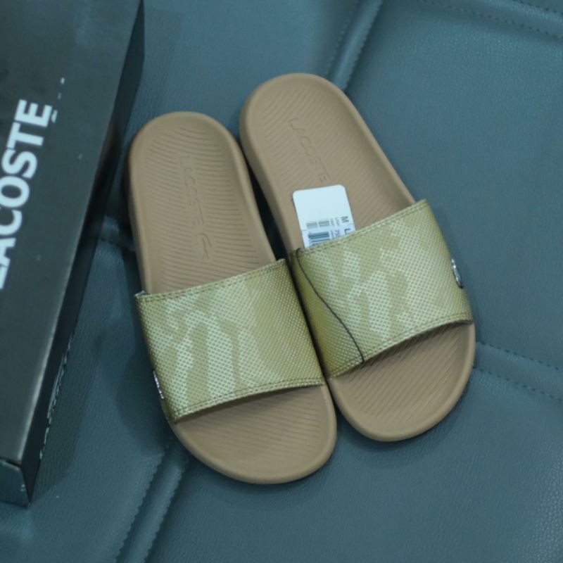 Giày Sandal Lacoste Croco Cao Su Màu Nâu Vàng