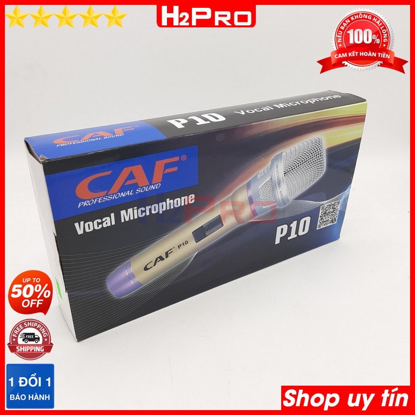 Micro karaoke có dây cao cấp CAF P10 H2Pro Chính hãng hát hay chống hú không bị tạp âm, micro karaoke cao cấp dây dài 6m