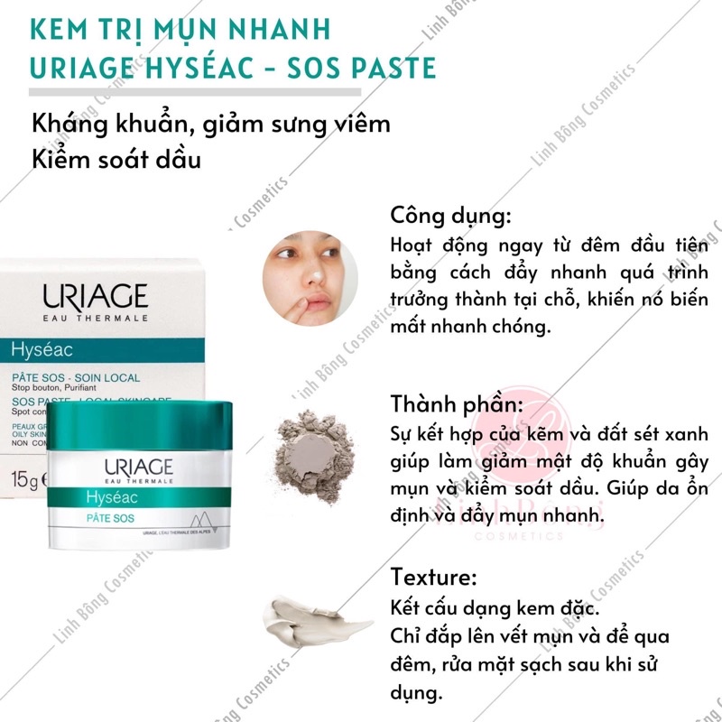 KEM GIẢM MỤN SƯNG,MỤN CẤP TỐC URIAGE LA PÂTE SOS