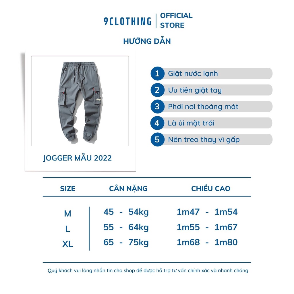 Quần jogger nam túi hộp bo gấu kiểu dáng thể thao, quần dài nam ống rộng phong cách streetwear Ulzzang Hàn từ 9CLOTHING