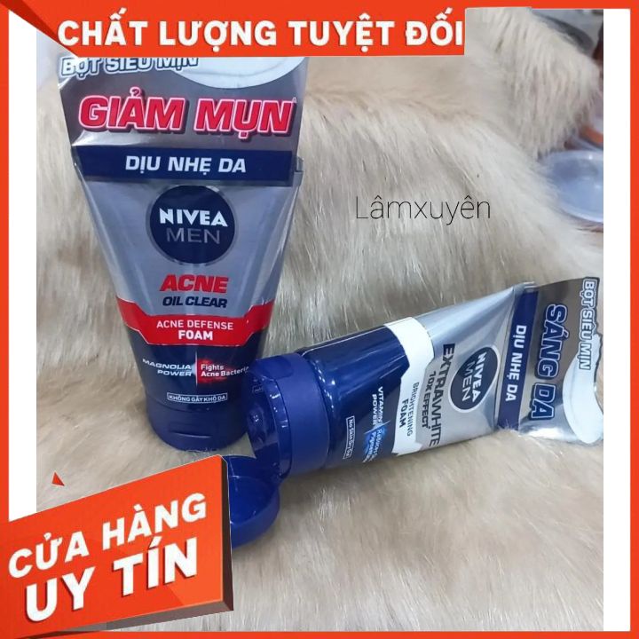 Sữa rửa mặt nam Nivea Extra White 10X Effect ( sáng da) _ Nivea Acne oil clear (giảm mụn) 100G dành cho da dầu