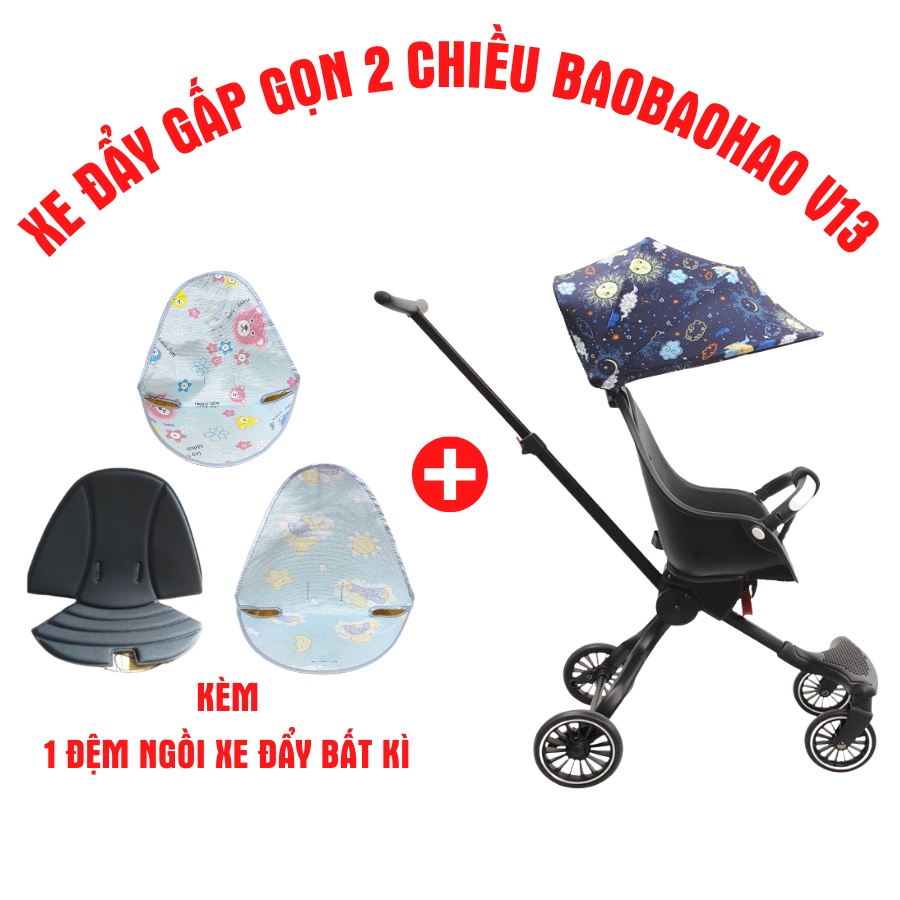 Xe đẩy gấp gọn cho bé ngả ngồi 2 chế độ Baobaohao V13